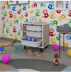 Resim Kenzlife Sepetli Mutfak Dolabı Ruberu Crd 050x45x30 Banyo Oyuncak Çamaşır Beyaz 3 Lü Sepet 