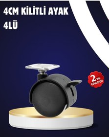 Resim Cosmotex 4 Lü Kilitli Tekerlek Ayak 4 Cm Sessiz Ve Dalı 4 Adet 