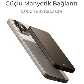 Resim Woyax By Deji Magsafe Powerbank 5000 Mah 20w Hızlı Taşınabilir Şarj Cihazı Batarya iPhone 11 12 13 14 15 16 17 Pro Max Mini - Siyah 