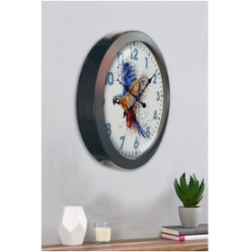 Resim Bahat Salon Ofis Duvar Saati Gri Metal Çerçeve 36 Cm 