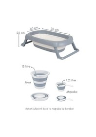 Resim Katlanır Bebek Küvet Seti 3 Parça, Banyo Seti 