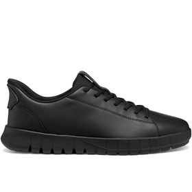 Resim Geox Erkek Siyah U Flextrıde Plus Bağcıklı Deri Sneaker - Siyah / 4 