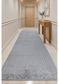 Resim Melaris Halı Wellen Yıkanabilir Kalın Yumuşak Dokuma Halı Kaymaz Taban Yolluk Antre Mutfak Halısı Gri 