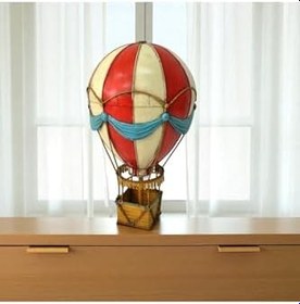 Resim Retro Metal Sıcak Hava Balonu Biblo Orta Boy 21x21x35 cm | Dekoratif Obje 