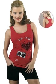 Resim HMD Kadın Kolsuz Şortlu Takım 40013 - Kırmızı / L-XL 