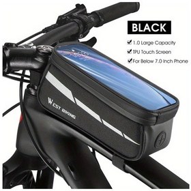 Resim Hightower West Bıkıng Siyah 1l Kapasiteli 7 Inç Cep Telefonu Cebi Dayanıklı Polyester Ön Bisiklet Çerçeve Çantası Siyah 