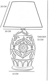 Resim vinner Handmade Ceramic Botanical Özel Tasarım Abajur - Hasır Koyu Kahve VNRCERBOA036 