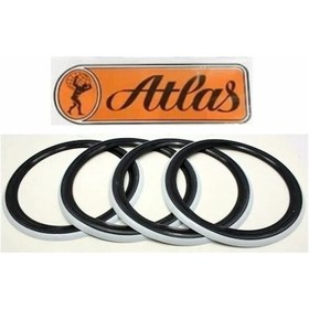 Resim Oto Lastik Yanağı 14 Jant Siyah Beyaz 4 Adet Atlas 