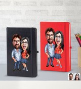 Resim Bk Gift Kişiye Özel Sevgililer Karikatürlü 2’li Defter Seti, Sevgiliye Hediye, Sevgililer Günü Hediy 