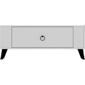 Resim 1375dd Retro-1 Tv Sehpası Beyaz-siyah 