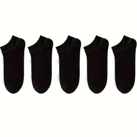 Resim 5/10/12 Uniseks Rahat Ayak Bileği Çorapları - Yumuşak Siyah Polyester Karışımı, Erkek ve Kadınlar için Düz Renkli Kısa Kesim Tasarım, Makinede Yıkanabilir, Sevimli Çoraplar 