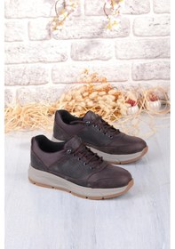 Resim King Paolo I1287 Kruvasan Hafif Rahat Yürüyüş Ayakkabısı Hakiki Deri Erkek Ayakkabı Kahve 