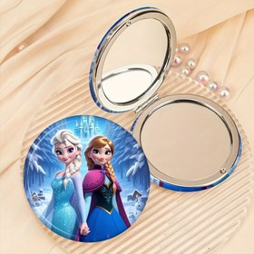 Resim 1 adet Dondurulmuş Film Anime Temalı Yuvarlak Makyaj Aynası - Taşınabilir, Katlanabilir Mini El Aynası, Prenses Elsa ve Anna Tasarımı, Yeniden Kullanılabilir Cep Aynası, Makyaj, Seyahat ve Hediyeler için Mükemmel - Noel, Anneler Günü, Yeni Yıl, Yıldönümü, Prenses Makyaj Aynası için Mükemmel 