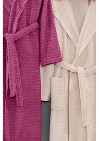 Resim 2li Kapüşonlu Bornoz Doğa Mürdüm - Bej 2xl Mürdüm - Bej 