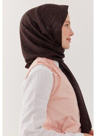 Resim Mirsoy Scarf Zikzak Desen Parlak Jakar Şal - Acı Kahve Acı Kahve 