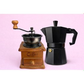 Resim Kahve Değirmenive Moka Pot 9 Luk 2 Li Set Siyah 
