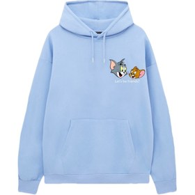 Resim VENHENA Tom & Jerry Bebe Mavisi Kapüşonlu Sweatshirt - Hoodie 