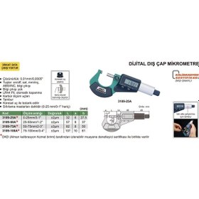 Resim Insize 3109-50A Dijital Dış Çap Mikrometre 