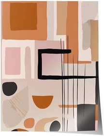 Resim Zestia Çerçevesiz Poster, Retro Geometrik Desen - Modern Tasarım, Ofis Dekoru Poster No: 112837 21 x 30 