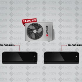 Resim Arçelik 1+2 Multi Sistem Klima / 24100 Md Pro Dış Ünite ( 18.000 Btu Siyah Iç Ünite + 18.000 Btu Siyah Iç Ünite ) 