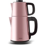 Resim Karaca Tea Break 2 in 1 Çelik Rose Gold-Inox Su Isıtıcı Çay Makinesi Karaca