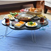 Resim Arvenlive Mermer Desenli Ahşap Katlanabilir Papatya Yer Sofrası (467864063) 