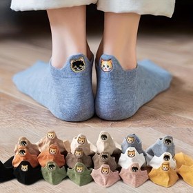 Resim Kadınlar için 5 Çift Sevimli Karikatür Kedi Çorabı - Yumuşak Mavi, Hafif, Nefes Alabilen Yaz Şortları, Eğlenceli Kedi Tasarımları, Elde Yıkanabilir, Rahat Giyim, Rahat Giyim Çorapları | Eğlenceli Kedi Tasarımı | Dokulu 