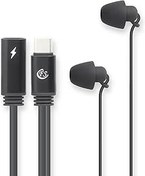 Resim Uyurken ve Şarj Ederken Müzik Keyfini Çıkarın! USB C Uyku Kulaklığı, Kablolu Kulakiçi Mikrofonlu Kulak İçi Kulaklık iPhone 15 Pro Max Plus Samsung Galaxy iPad Pro (Siyah) 