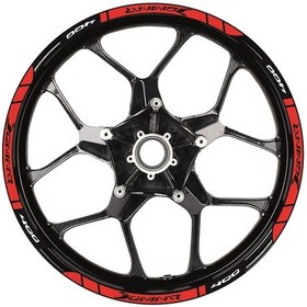 Resim Bajaj Dominar 400 Baskılı Jant Dışı Şerit Motosiklet Sticker Etiket Modeli Kırmızı 
