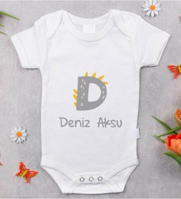Resim Bitmeyenkartus Bk Kids Isimli Harfli Bebek Body Zıbın - Model 3 Beyaz 