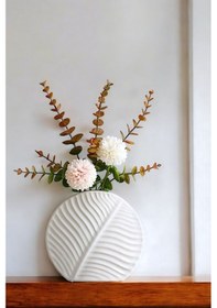 Resim Siyah Dekoratif Vazo Obje Ev Dekorasyon Masa Üstü Dekor Vazo Model 29 Beyaz Beyaz 