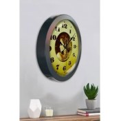 Resim Bahat Salon Ofis Duvar Saati Gri Metal Çerçeve 36 cm 
