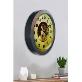 Resim Bahat Salon Ofis Duvar Saati Gri Metal Çerçeve 36 cm 
