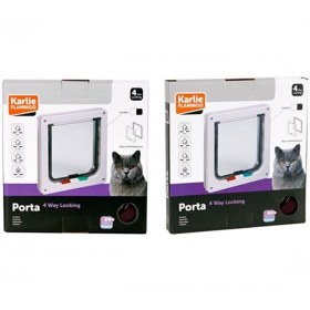 Resim Karlie 4 Yönlü Kilitli İnce Kedi Kapısı Kahverengi 19.2x20 Cm 