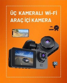 Resim Znv Zenvia Mey İthalat Full Hd Çözünürlüklü Üç Kameralı Araç İçi Kamera Park Ve Sürüş Güvenliği 