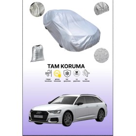 Resim Dokaca Gri Audi A6 Avant Uyumulu Oto Branda, Araba Brandası, Koruyucu Örtü 