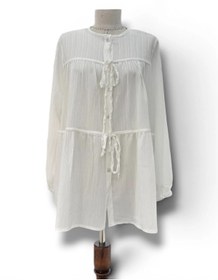 Resim Butik Beyaz Kimono Yazlık Yeni Trend Gömlek Modelimiz 
