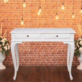 Resim Roys Ahşap 100 cm Çekmeceli Beyaz Eskitme Dresuar 