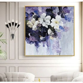 Resim Çiçek Soyut El Yapımı Yağlı Boya Tablo 85x86cm 