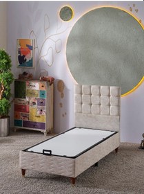 Resim Beehanem Bengü 90x190 Tek Kişilik Baza Başlık 2 Li Set Babyface188 Krem 