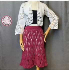 Resim Uretti - Yıldız 7202 - El Örgüsü Pamuk İp Bordo Kadın Etek - 40/42 Bordo 