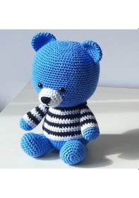 Resim Amigurumi Örgü Oyuncak Ayı Mavi 