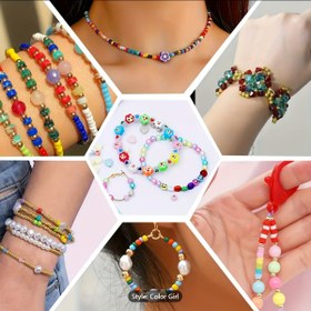 Resim 1 Adet 800 Parça Çok Renkli Simli Boncuk Aksesuar Harf Takı DIY Seti 