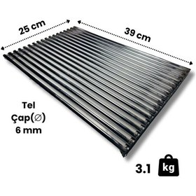 Resim Profesyonel Barbekü Mangal Tel Izgarası 25x39 Cm 6 Mm 