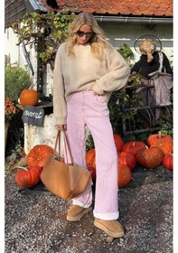 Resim Madmext Pembe Çizgili Kadın Jean Pantolon Mg2463 Pembe 