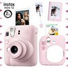 Resim Instax mini 12 Mavi Fotoğraf Makinesi-20'li Film-Kıskaçlı Stand-PVC Albüm ve Simli Pleksi Kılıf Seti 