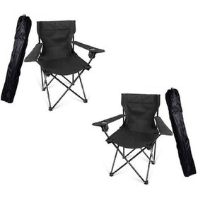 Resim Four Season 2 Adet Siyah Katlanır Kamp Sandalyesi Plaj Piknik Siyah 