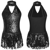 Resim Siyah Kızlar İçin Bale Mayoları Payetler Püskül Bale Dans Elbise İle Balerin Tutu Elbiseler Siyah 