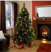 Resim Çam Ağacı-metal Ayak 180 Cm, 600 Dal+80 Adet Lüx Karışık Süs,ışık 