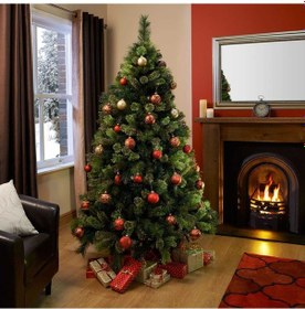 Resim Çam Ağacı-metal Ayak 180 Cm, 600 Dal+80 Adet Lüx Karışık Süs,ışık 